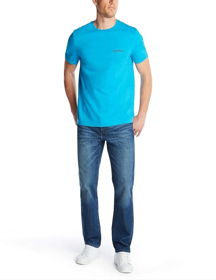 Playera Nautica De Manga Corta Con Cuello Redondo Liso Para Hombre